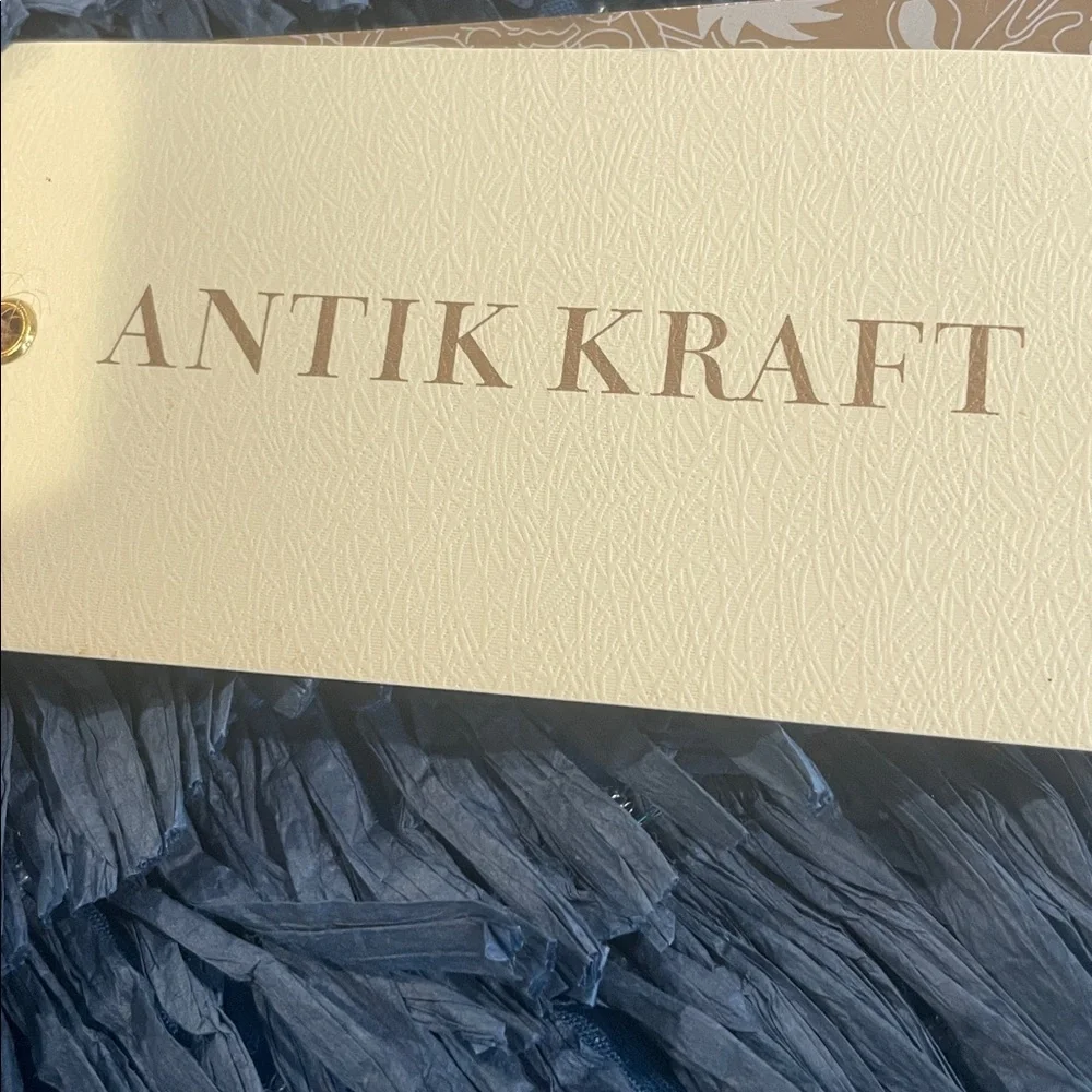 Antik Kraft Blue Fringe Handbag with Wooden Handle Brand New W/Tags - Picture 8 of 10